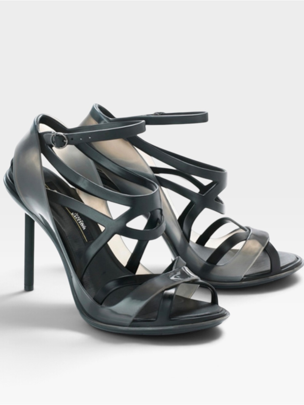 Jean Paul Gaultier x Melissa Black Caged Stiletto Sandals Heels Size 7